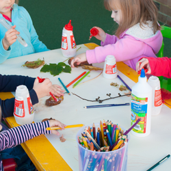 Art and craft with autumn leaves