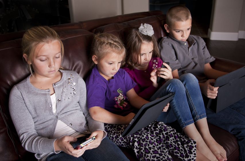 Kids using mobile devices