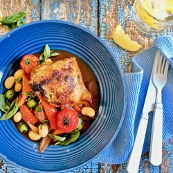 Family dinner: Spanish-style baked chicken and chorizo