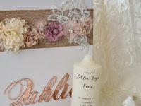 Zahlia's gown/box/candle baptism collection