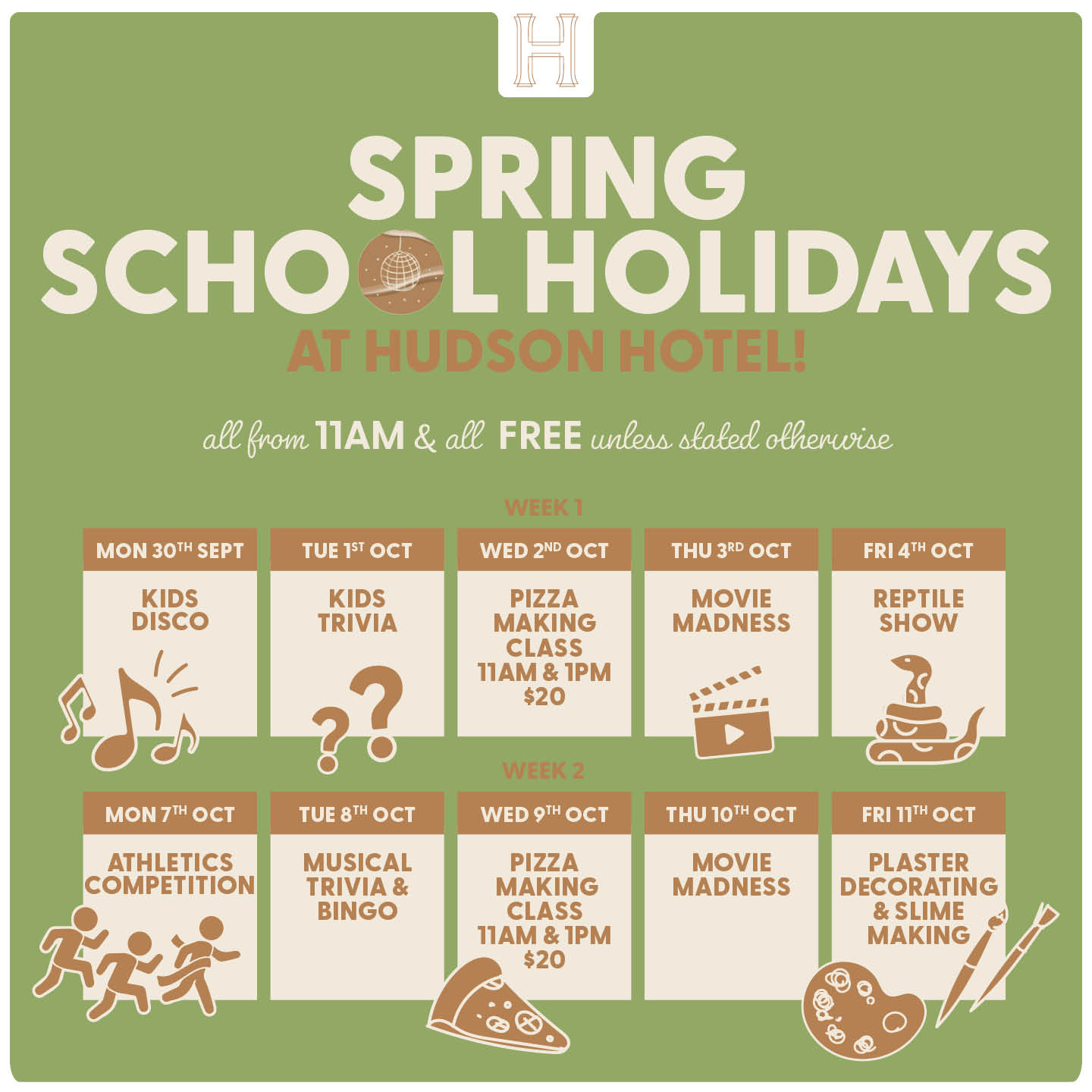 Spring School Holidays at Hudson Hotel