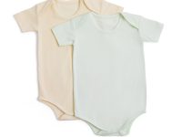 2 Pack Short Sleeve Bamboo Body Suit (Beige & Green)