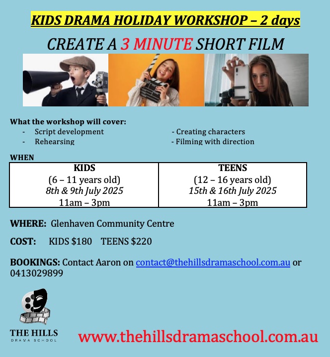 CREATE A 3 MIN FILM – Teen holiday drama workshop
